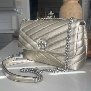 KIRA CHEVRON METALLIC SMALL CONVERTIBLE SHOULDER BAG
